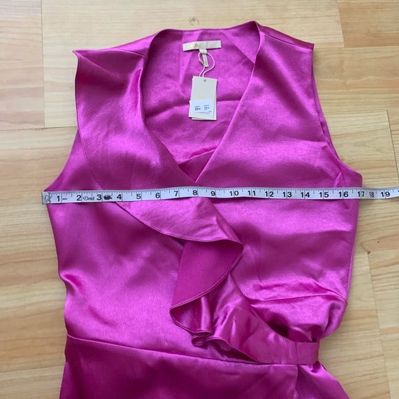 SOLD NWT Maje Wrap Dress Small 1 Ripple Fushia - Picture 3 of 9
